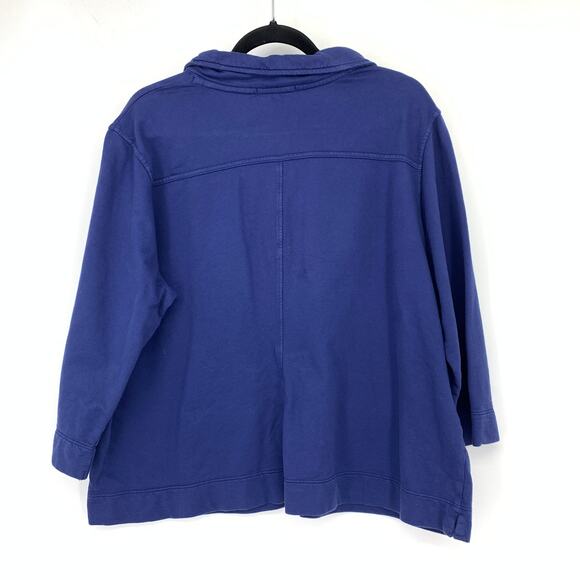 Fresh Produce Button Front Collared Shirt Womens Size XXL Blue 3/4 Sleeve - Picture 2 of 6